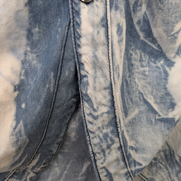 Kroix Denim Lightweight Bleached Tie Dyed Shirtdress M - Picture 8 of 11